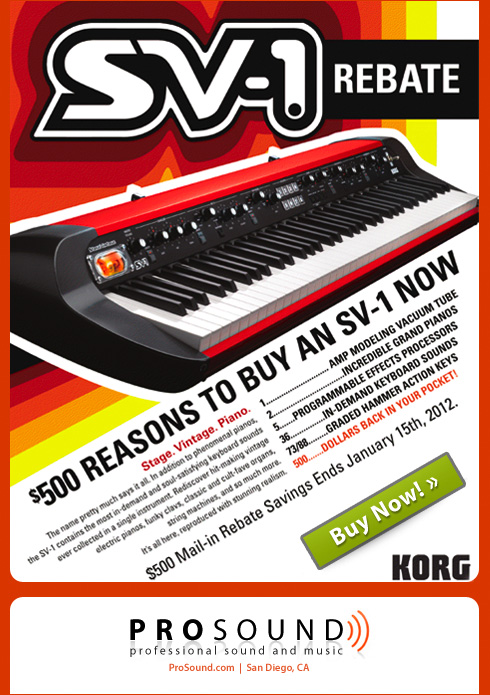 Korg SV-1 73 & Korg SV-1 88 Rebate, San Diego Music Store